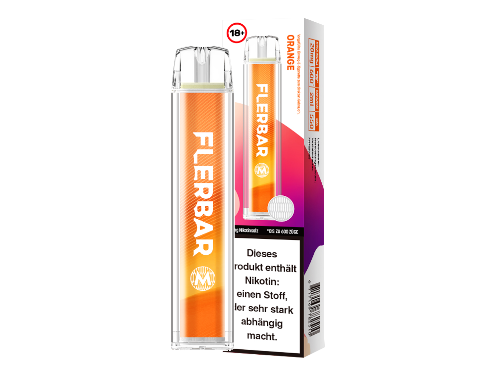 Flerbar - M Einweg E-Zigarette - Orange 20 mg/ml