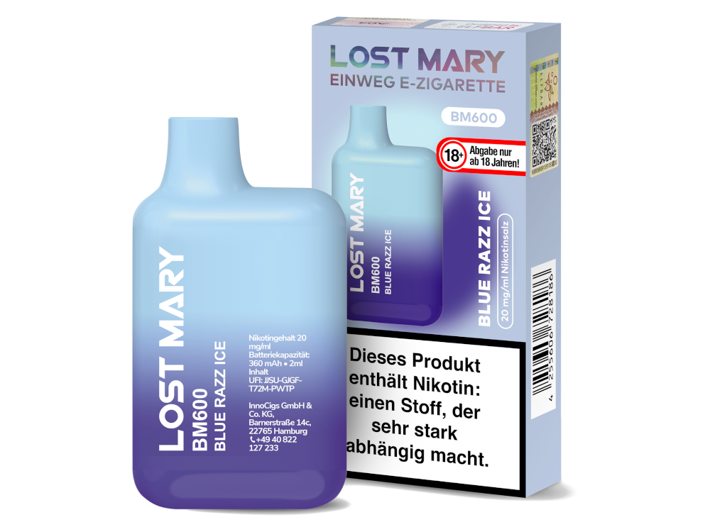 Lost Mary - BM600 Einweg E-Zigarette - Blue Razz Ice 20 mg/ml