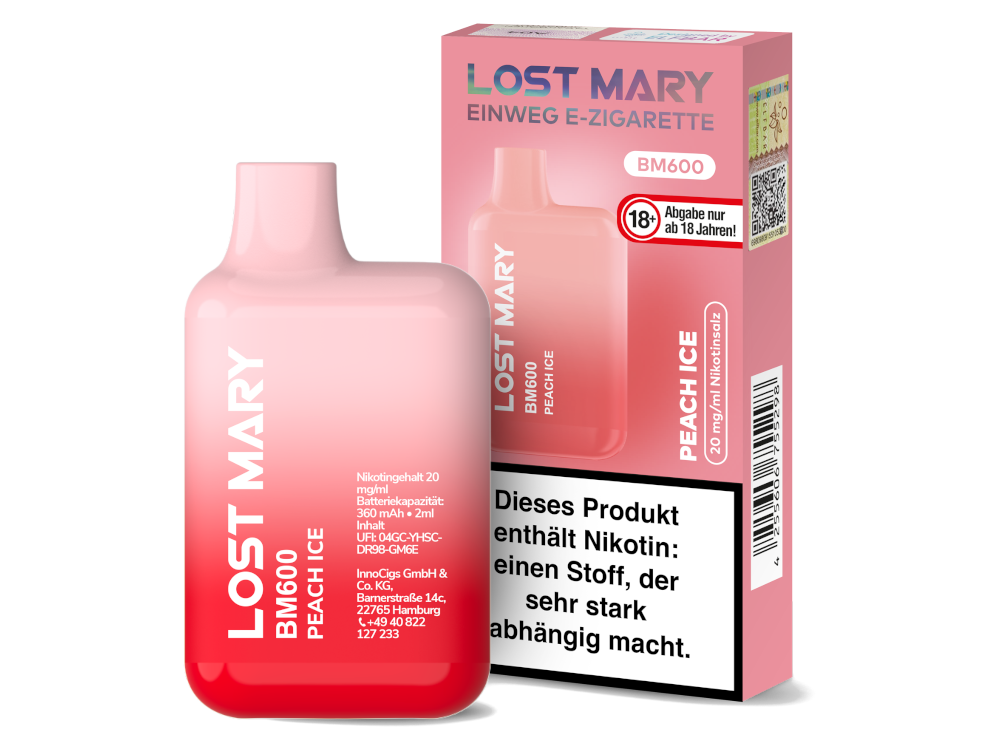 Lost Mary - BM600 Einweg E-Zigarette - Peach Ice 20 mg/ml
