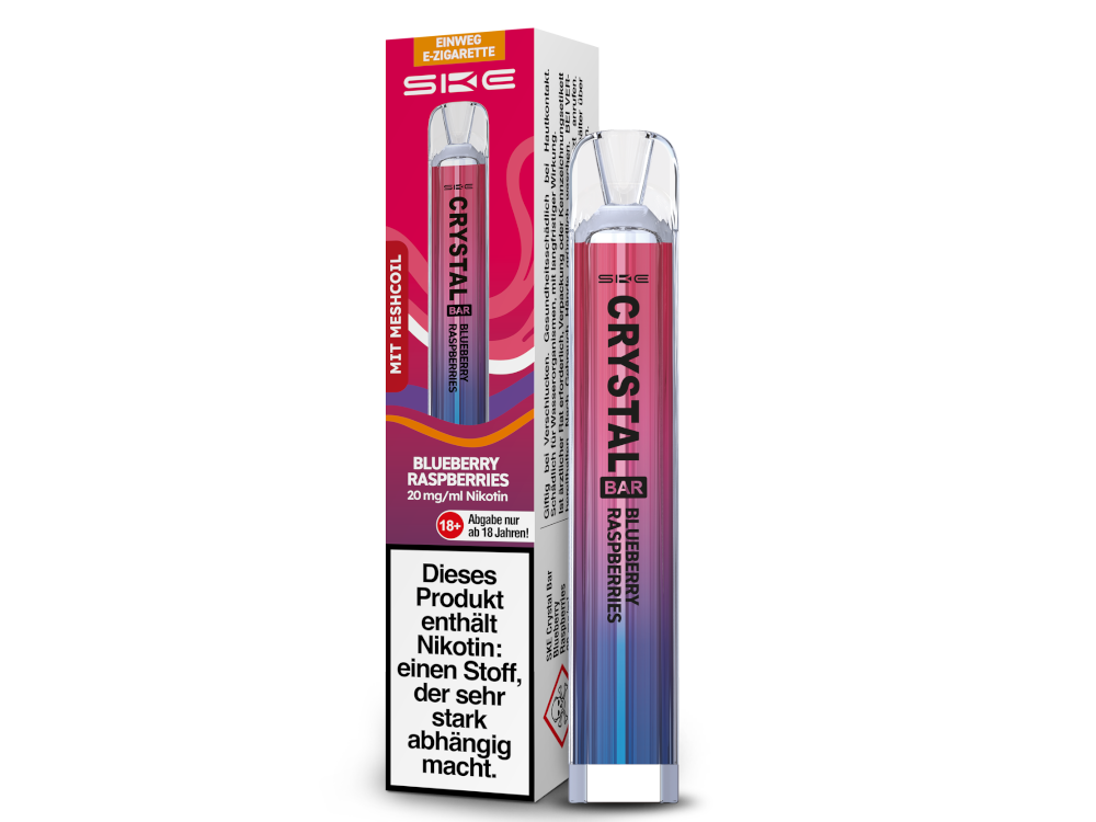 SKE - Crystal Bar Einweg E-Zigarette - Blueberry Raspberries 20 mg/ml