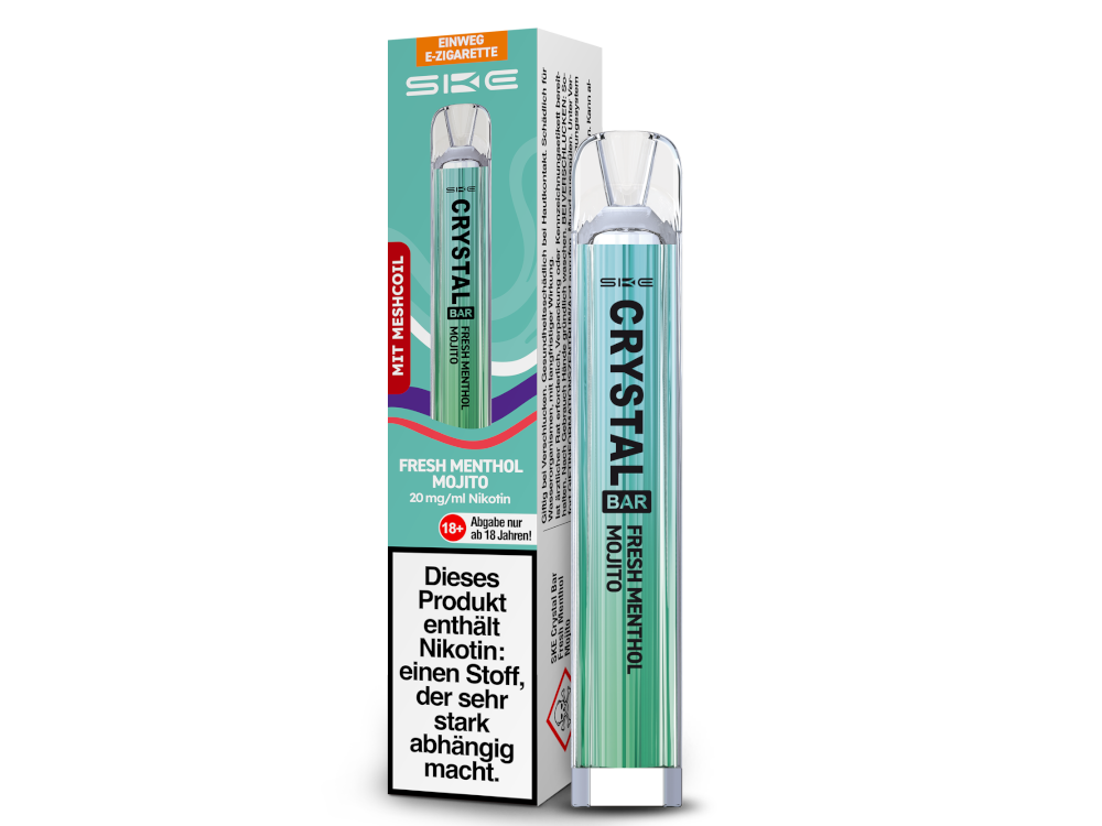 SKE - Crystal Bar Einweg E-Zigarette - Fresh Menthol Mojito 20 mg/ml