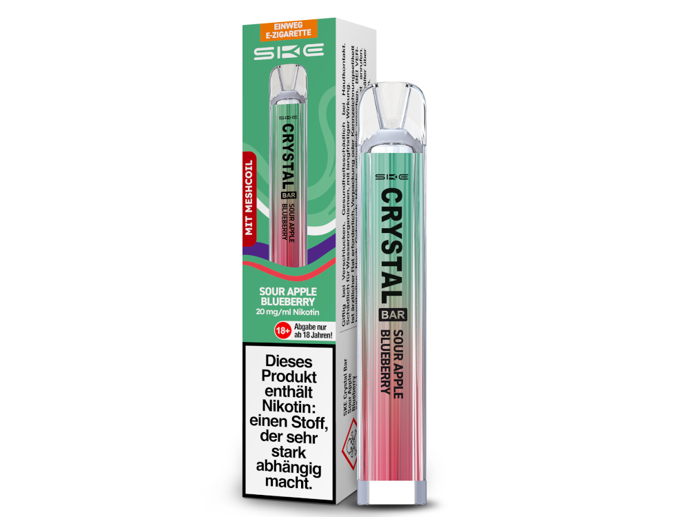 SKE - Crystal Bar Einweg E-Zigarette - Sour Apple Blueberry 20 mg/ml