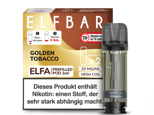 Elfbar - Elfa Pod Golden Tobacco 20 mg/ml (2 Stück pro Packung)