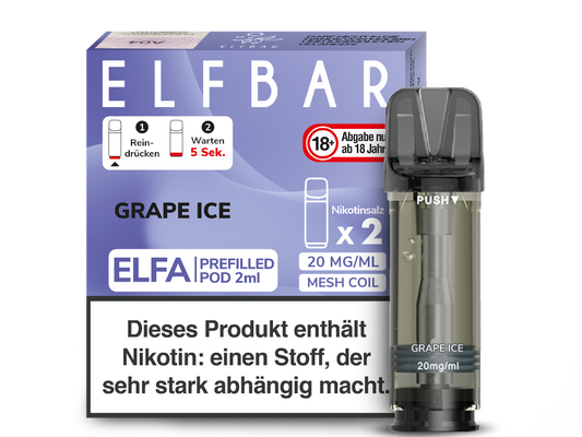 Elfbar - Elfa Pod Grape Ice 20 mg/ml (2 Stück pro Packung)