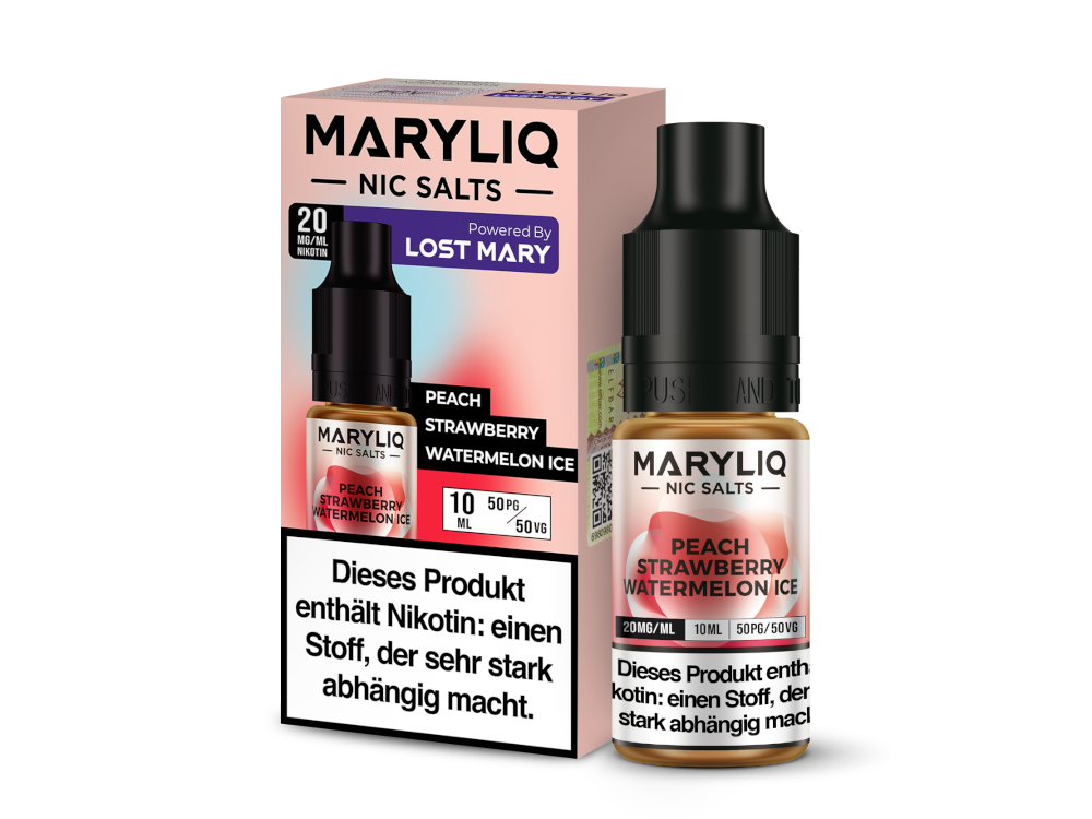 MARYLIQ - Peach Strawberry Watermelon Ice - Nikotinsalz Liquid 20 mg/ml